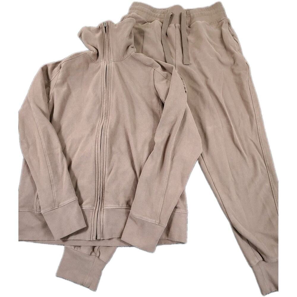 Pact Cloudknit Organic Loungewear Jacket Jogger Set Women's S Mauve Minimalist